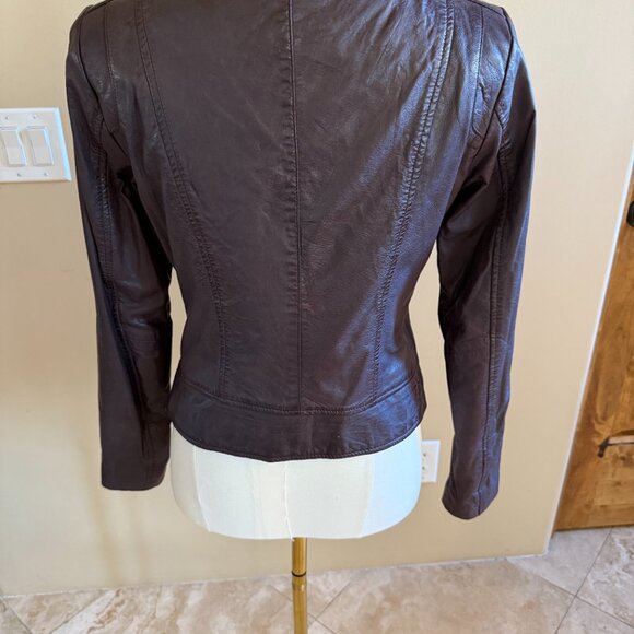 Burgundy Leather Jacket, size small - Picture 4 of 6
